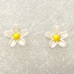 White & Yellow Flower Stud Earrings